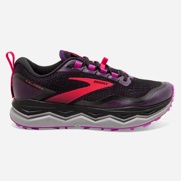 Brooks Caldera 5 Distance Trailrunningschoenen voor Dames Zwart /Rood Oranje/Paars (JZPKR-8049)